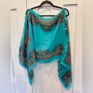 Super cute wrap, top & scarf, 3 in 1, gorgeous chiffon like fabric in sea green